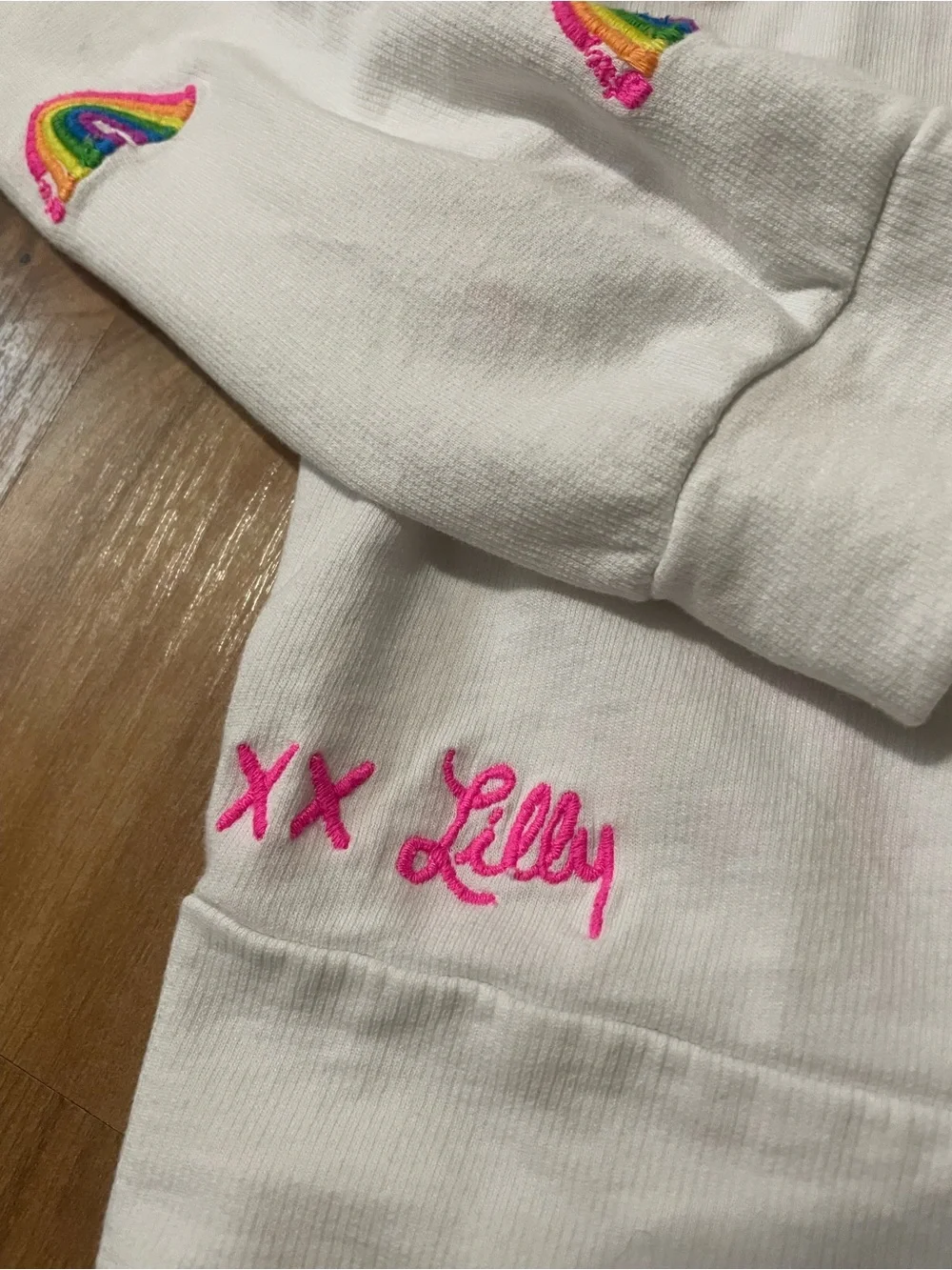 Lilly Pulitzer Sheridan Lightweight Sweatshirt Rainbow Embroidered Crewneck S